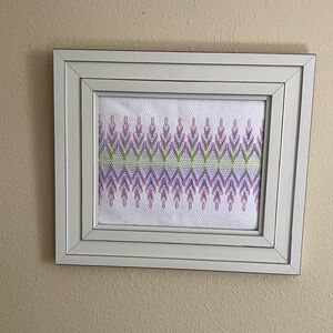Hand Crafted Lavender and Green Smocked Textile Wall Art